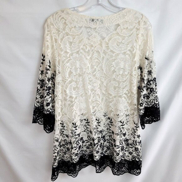 Moonlight Y&S Fashion S Small Tunic Top Black White Champagne Lagenlook Unlined - Picture 2 of 4